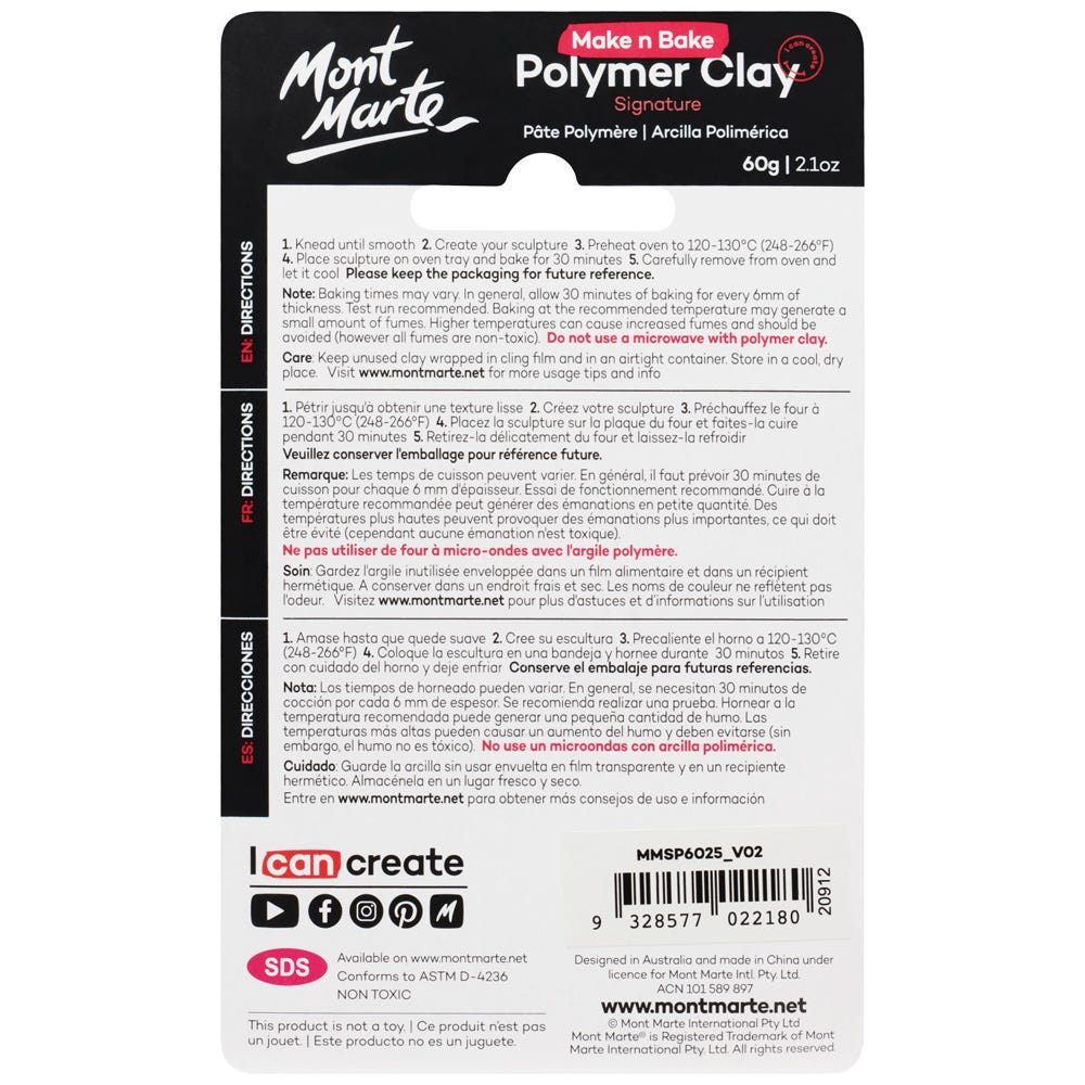 Mont Marte Make N Bake Polymer Clay Signature 60G 2 1Oz Teal