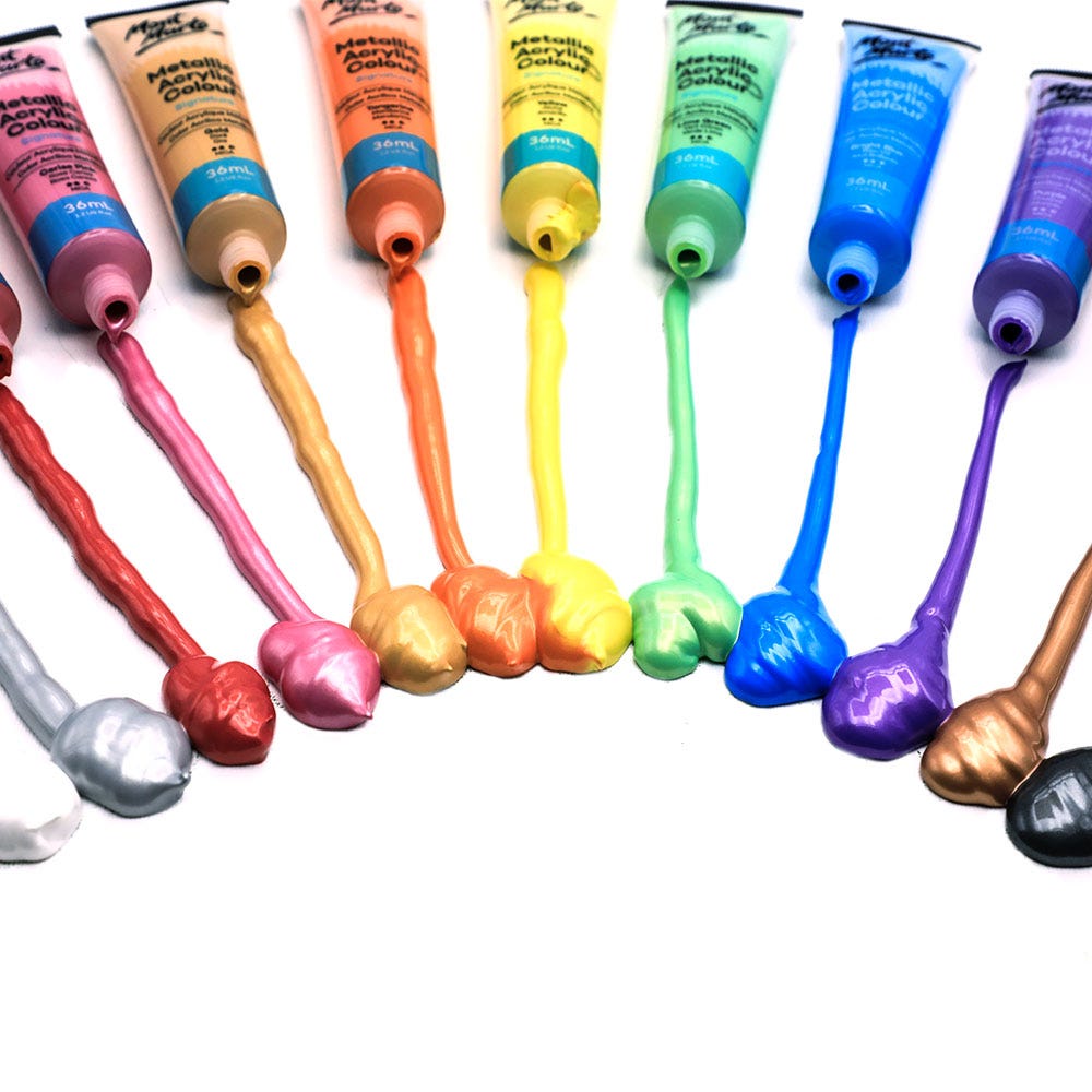 Mont Marte Metallic Acrylic Colour Paint Set Signature 12Pc X 36Ml 1 2 Us Fl Oz