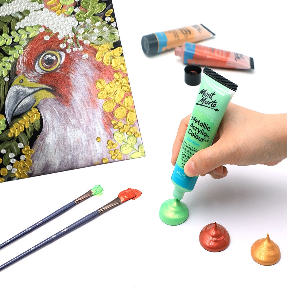 Mont Marte Metallic Acrylic Colour Paint Set Signature 36Pc X 36Ml 1 2 Us Fl Oz