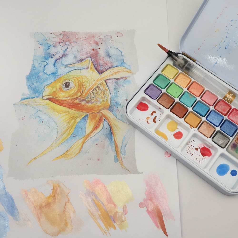 Mont Marte Metallic Watercolour Cake Set In Tin Premium 21Pc