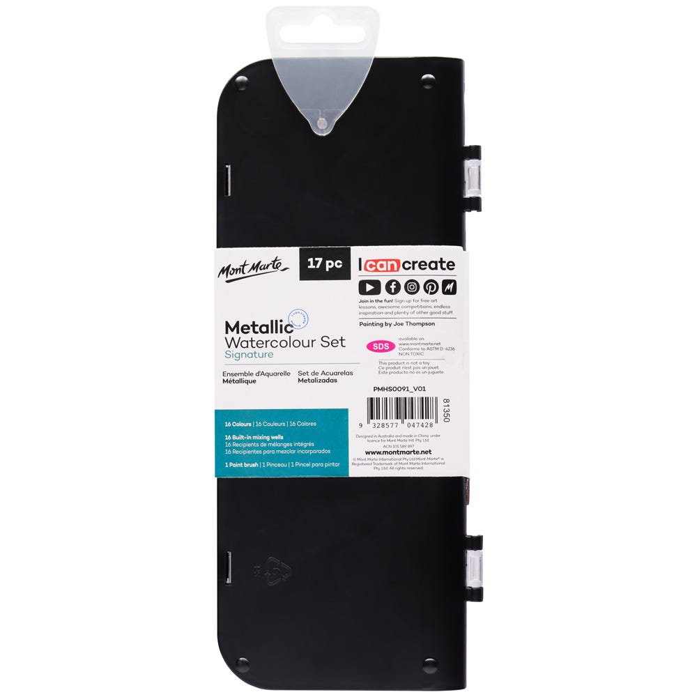 Mont Marte Metallic Watercolour Cake Set Signature 17Pc