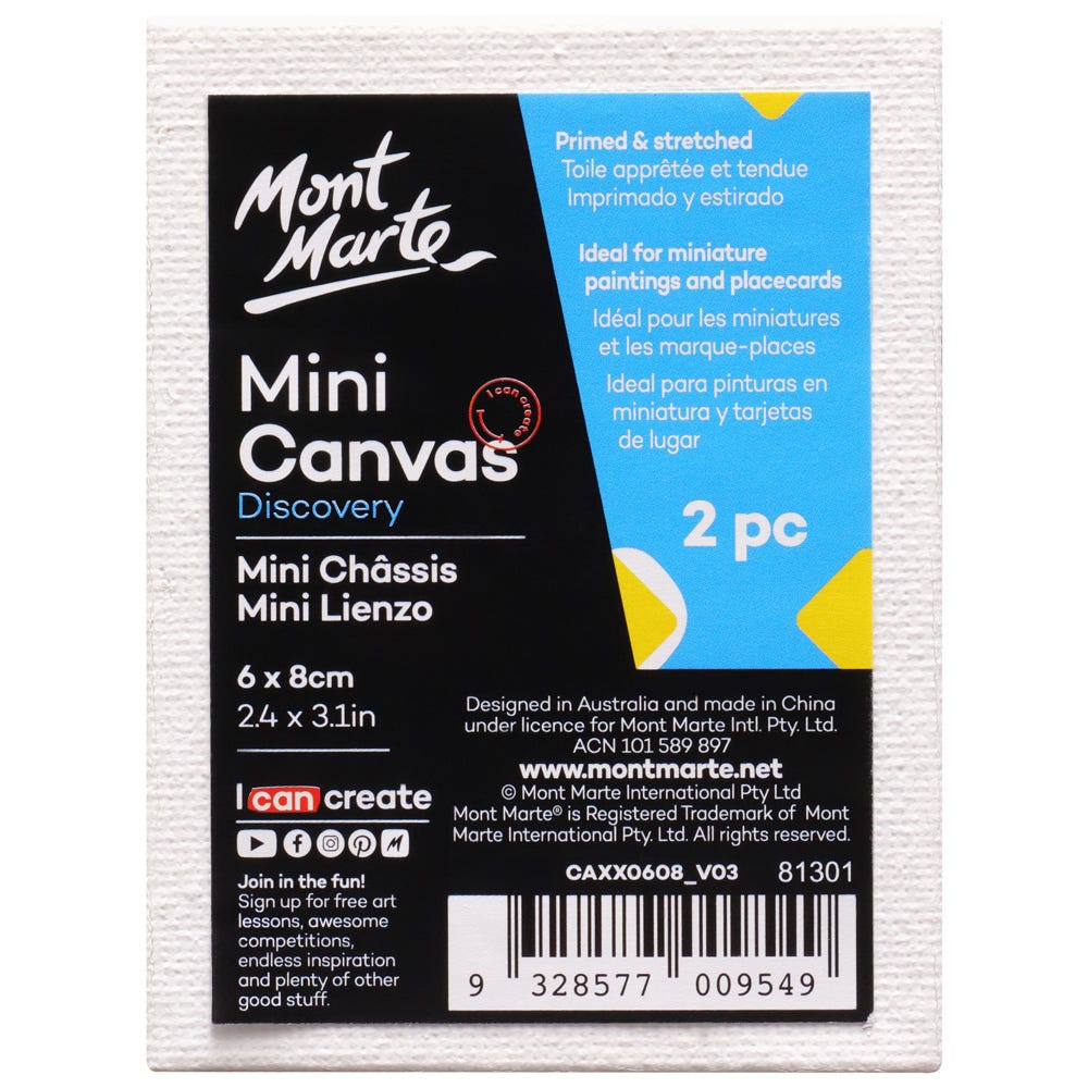 Mont Marte Mini Canvas Discovery 6X8Cm 2 4 X 3 1In 2Pc