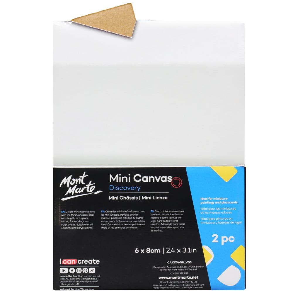 Mont Marte Mini Canvas Discovery 6X8Cm 2 4 X 3 1In 2Pc