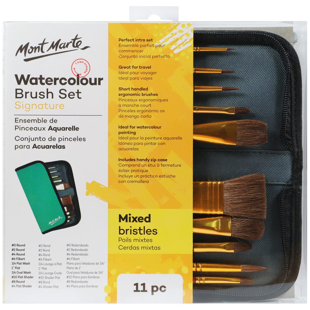 Mont Marte Watercolour Brush Set Signature 11Pc
