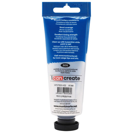 Mont Marte Oil Paint Premium 75Ml 2 5 Us Fl Oz Tube Cyan