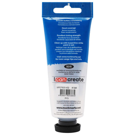 Mont Marte Oil Paint Premium 75Ml 2 5 Us Fl Oz Tube Lemon Yellow
