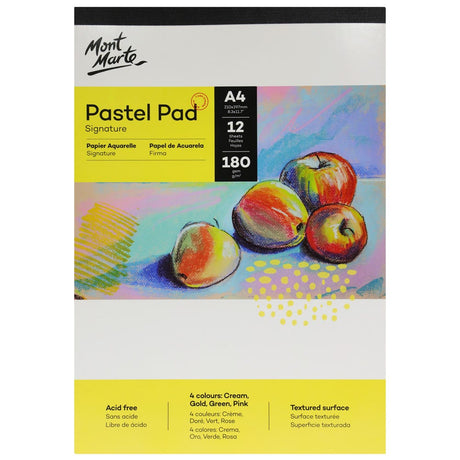 Mont Marte Pastel Pad 4 Colours Signature 180Gsm 12 Sheet A4 210 X 297mm