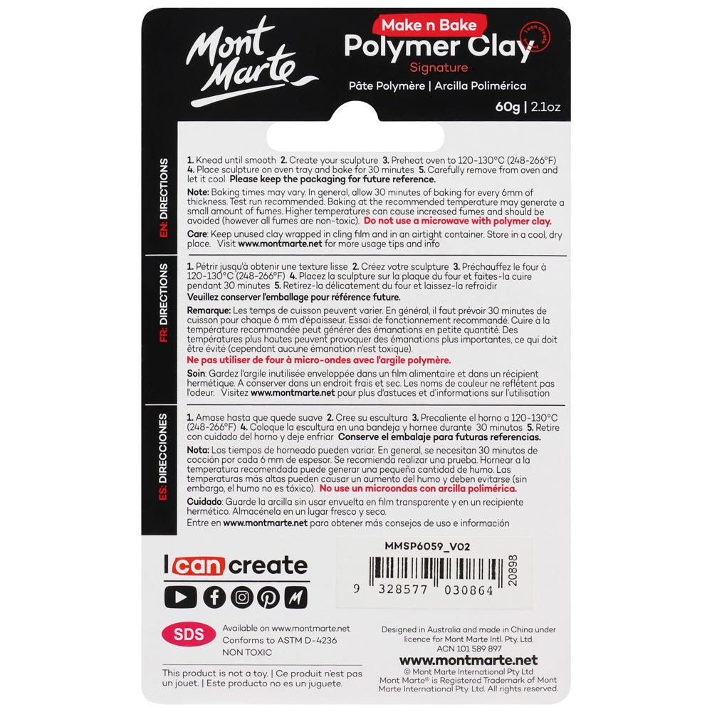 Mont Marte Make N Bake Polymer Clay Signature 60G 2 1Oz Chrome