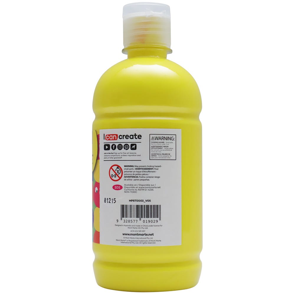 Mont Marte Poster Paint 500Ml 16 91 Us Fl Oz Lemon Yellow