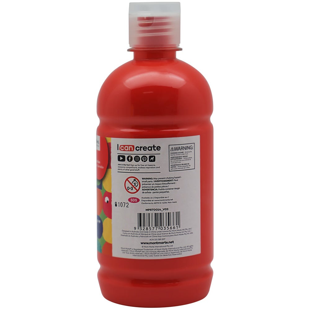 Mont Marte Poster Paint 500Ml 16 91 Us Fl Oz Vermilion