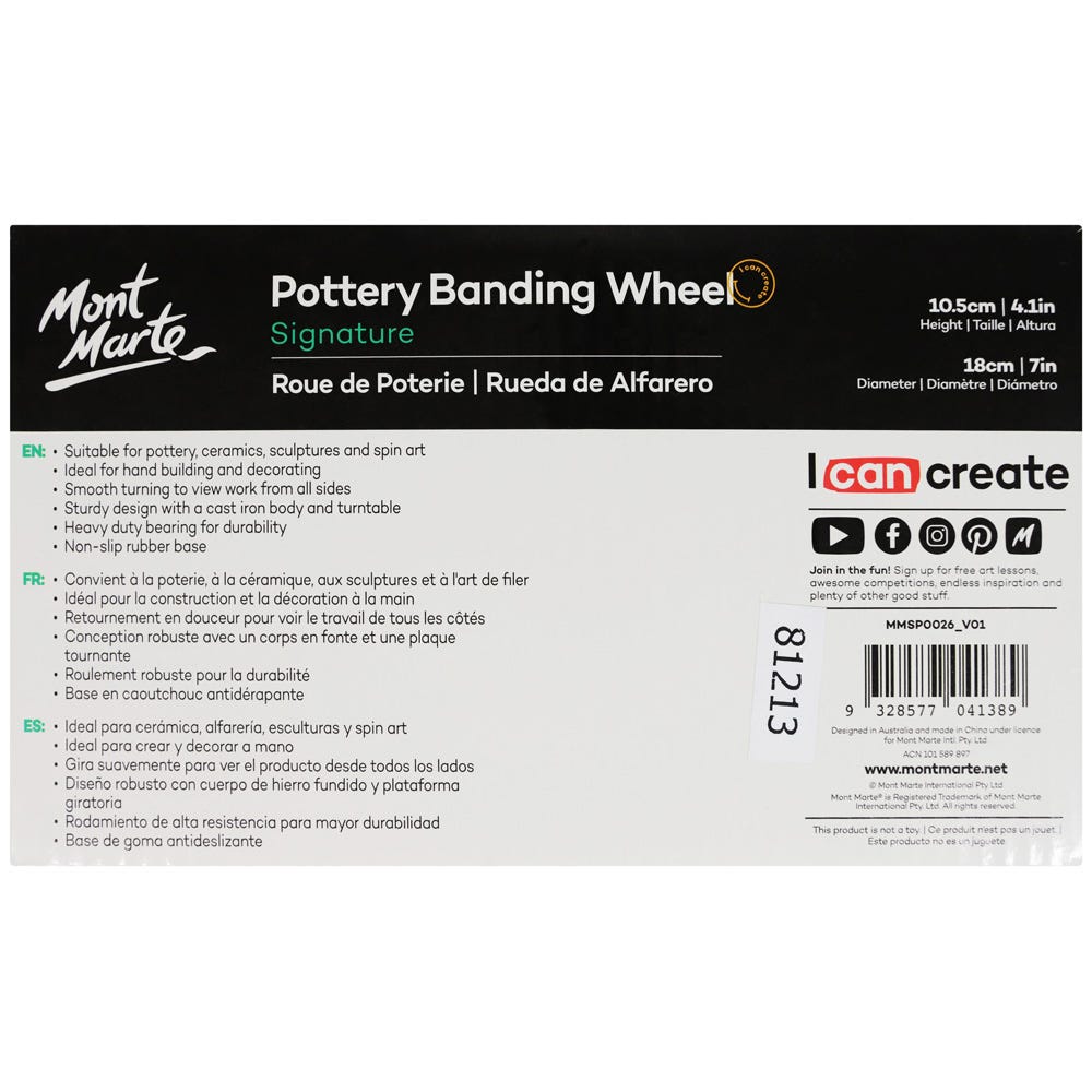 Mont Marte Pottery Banding Wheel Signature 18Cm 7In