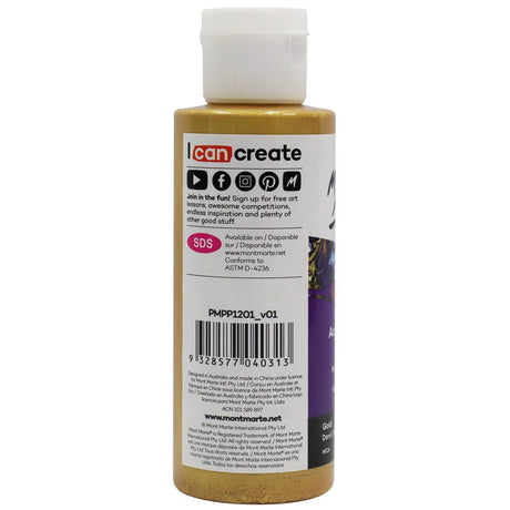 Mont Marte Pouring Acrylic Paint Premium 120Ml 4 05 Us Fl Oz Bottle Gold