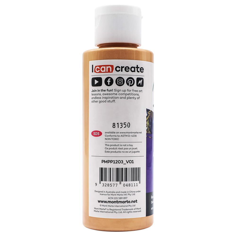 Mont Marte Pouring Acrylic Paint Premium 120Ml 4 05 Us Fl Oz Bottle Rose Gold