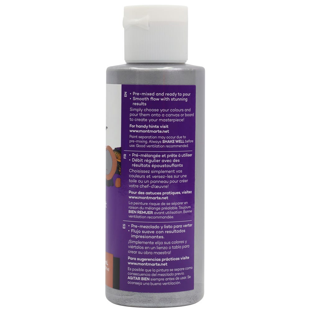 Mont Marte Pouring Acrylic Paint Premium 120Ml 4 05 Us Fl Oz Bottle Silver