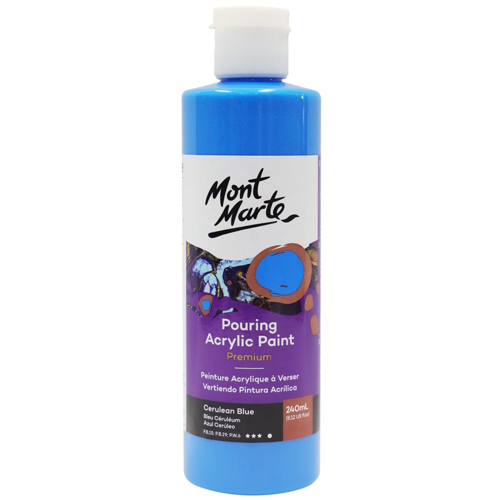 Mont Marte Pouring Acrylic Paint Premium 240ml- Cerulean Blue