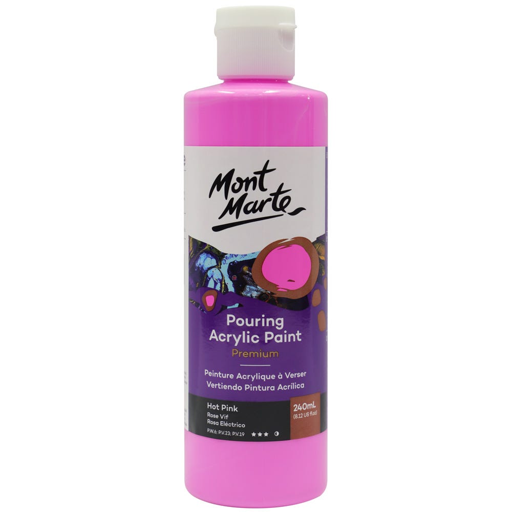 Mont Marte Pouring Acrylic Paint Premium 240ml - Hot Pink