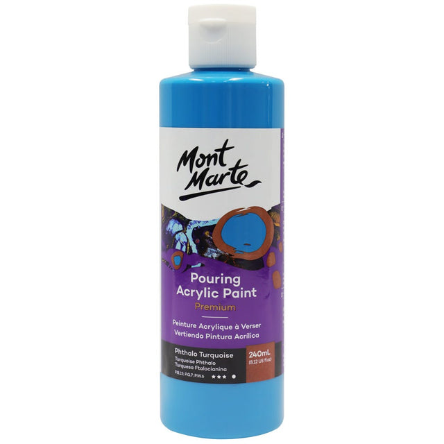 Mont Marte Pouring Acrylic Paint Premium 240ml - Phthalo Turquoise