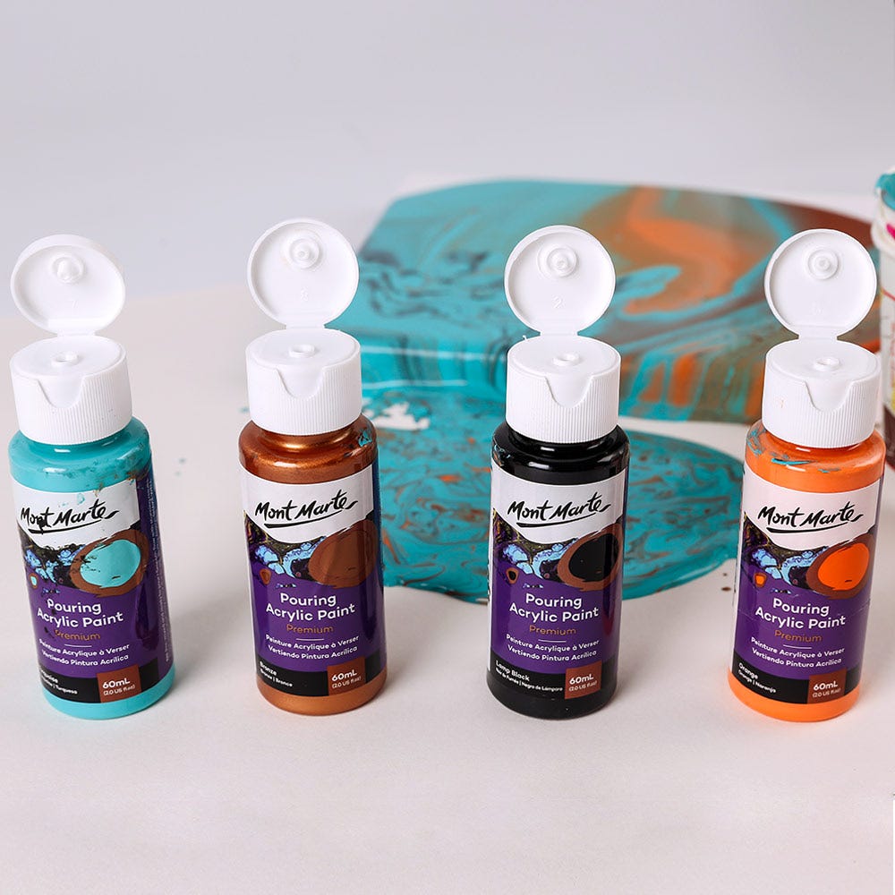 Mont Marte Pouring Acrylic Paint Set Premium 4Pc X 60Ml 2 Us Fl Oz Symphony