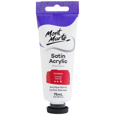 Mont Marte Satin Acrylic Paint Premium 75ml - Crimson