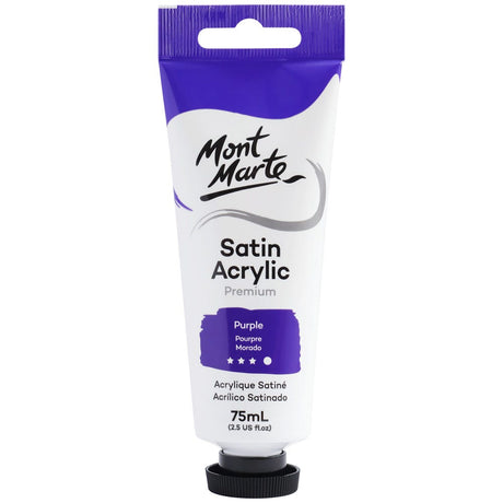 Mont Marte Satin Acrylic Paint Premium 75Ml (2.5 Us Fl.Oz) Tube - Purple