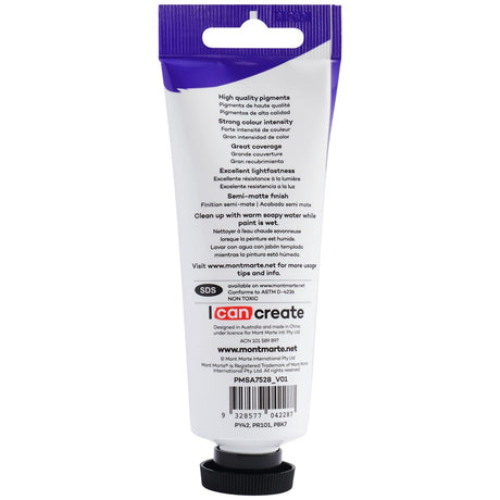 Mont Marte Satin Acrylic Paint Premium 75Ml 2 5 Us Fl Oz Tube Raw Umber