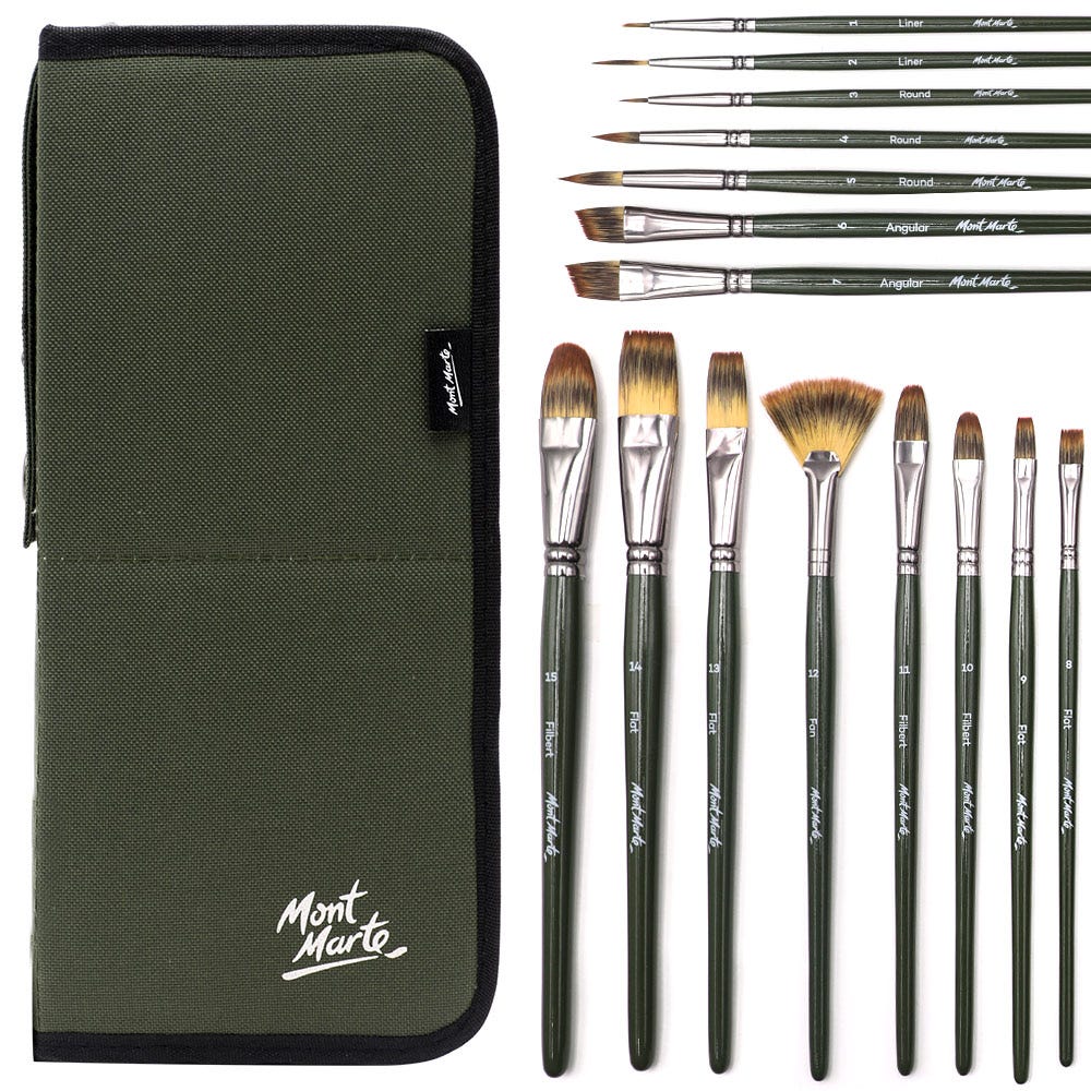 Mont Marte Brush Set With Easel Wallet Signature 17Pc