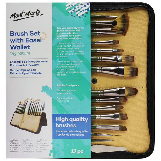 Mont Marte Brush Set With Easel Wallet Signature 17Pc