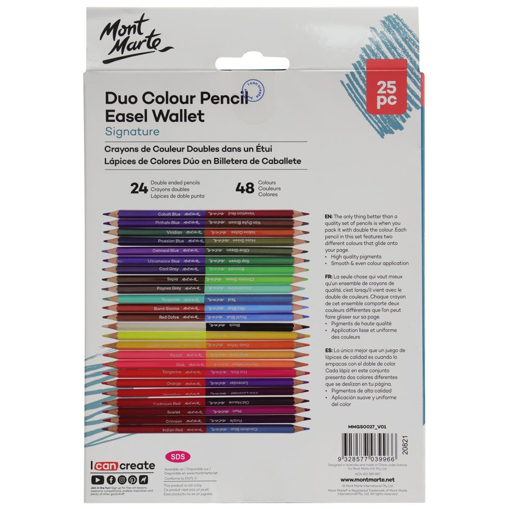 Mont Marte Duo Colour Pencil Easel Wallet Signature 25Pc