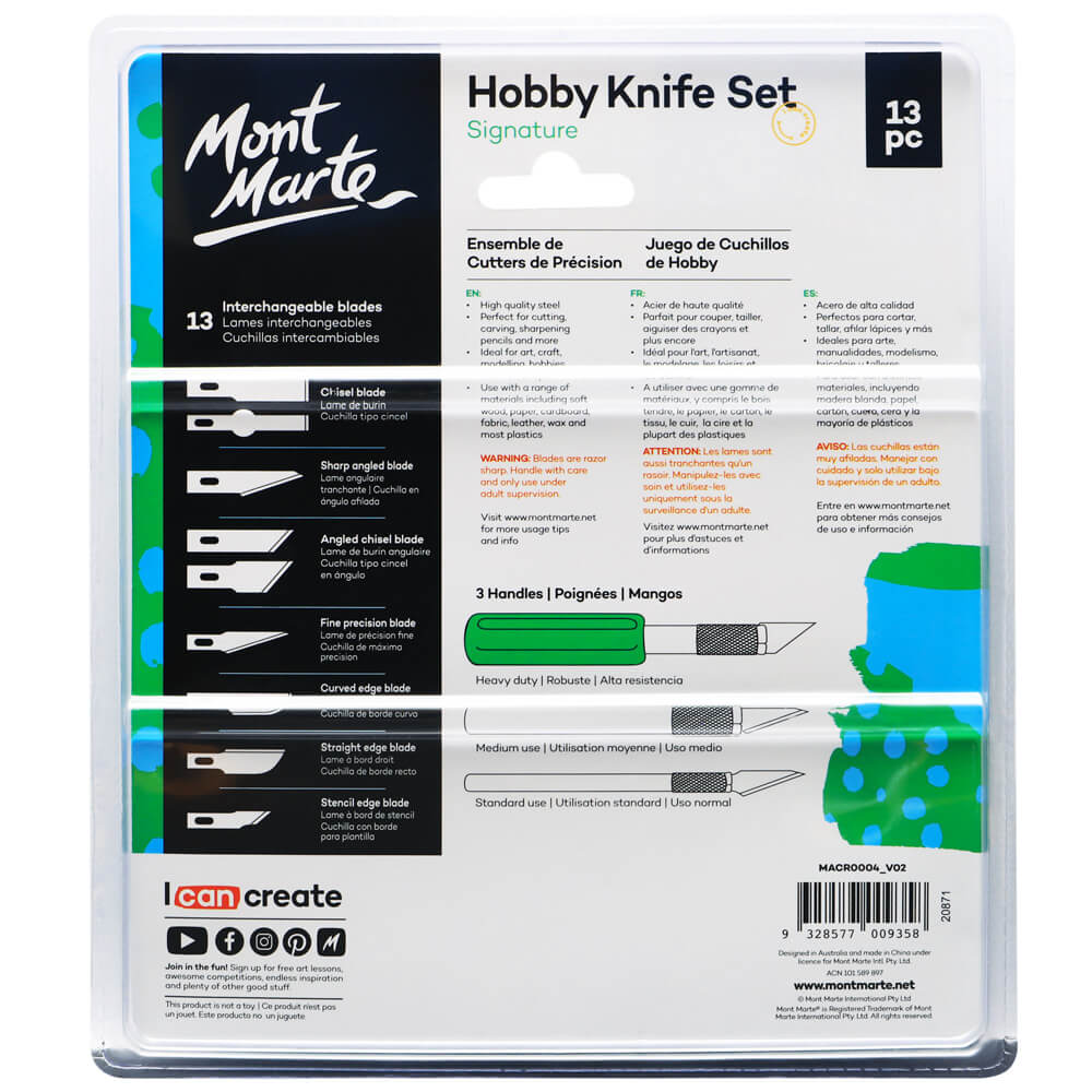 Mont Marte Hobby Knife Set Signature 13Pc