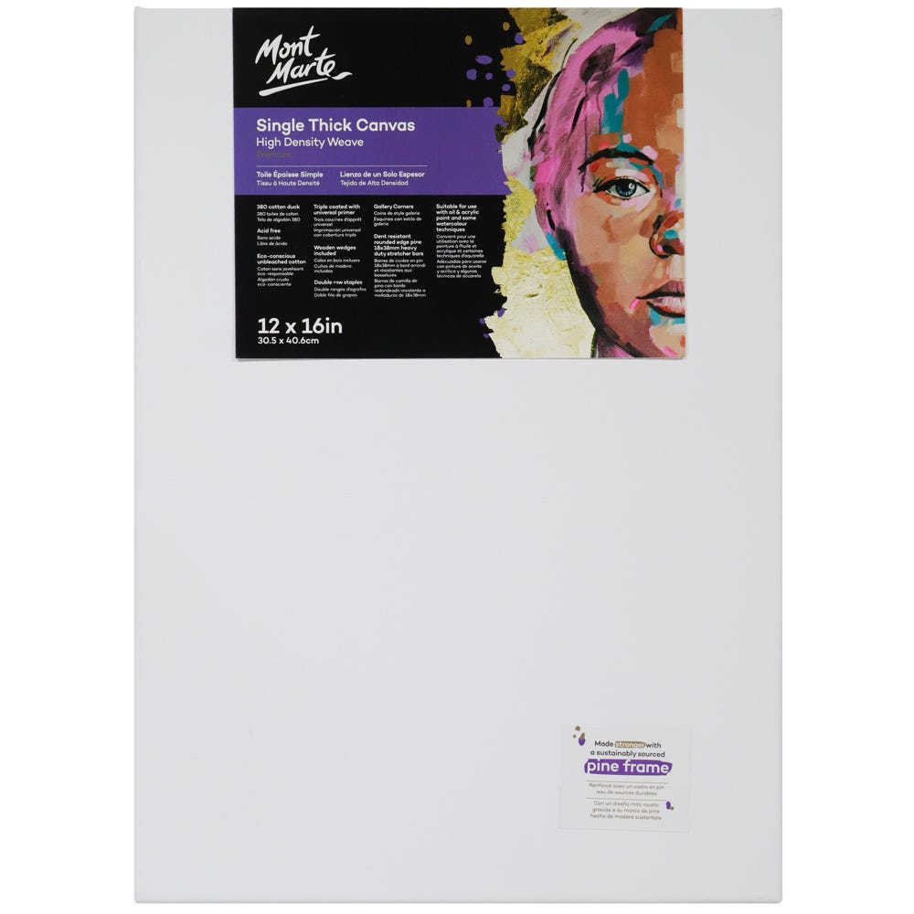 Mont Marte Single Thick Canvas Premium 30.5 X 40.6Cm (12 X 16In)
