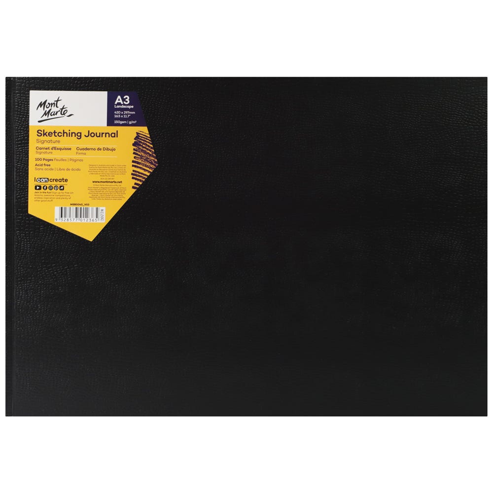 Mont Marte Sketching Journal Croc Finish Signature 150Gsm A3 Landscape 100 Page