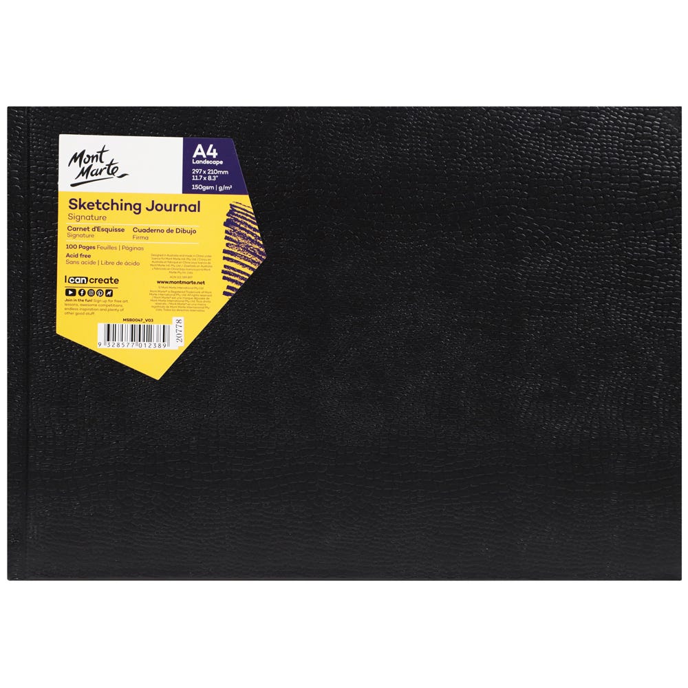 Mont Marte Sketching Journal Croc Finish Signature 150Gsm A4 Landscape 100 Page