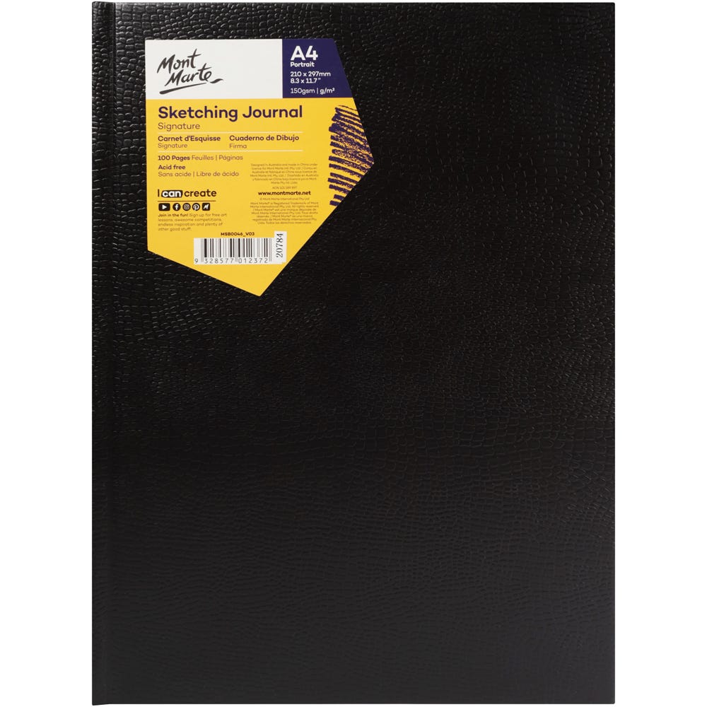 Mont Marte Sketching Journal Croc Finish Signature 150Gsm A4 Portrait 100 Page