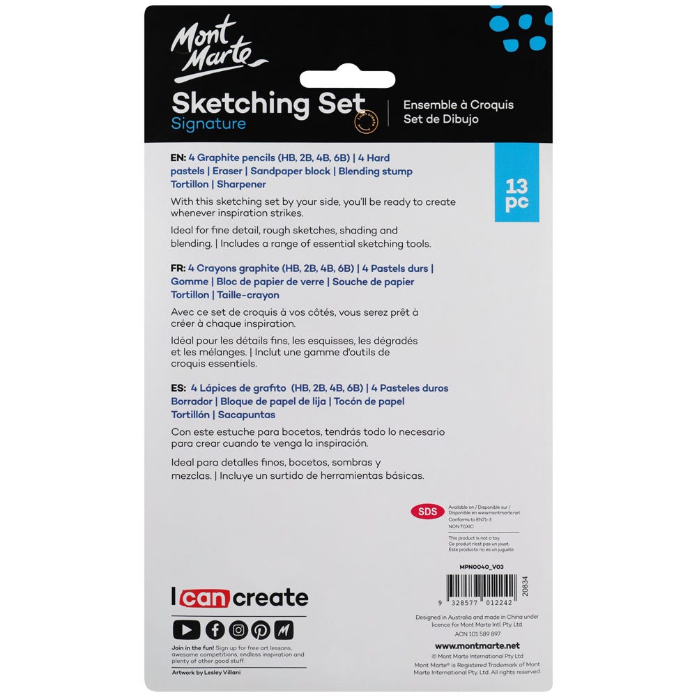 Mont Marte Sketching Set Signature 13Pc