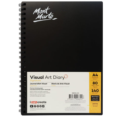 Mont Marte Visual Art Diary Black Signature 140Gsm A4 80 Page