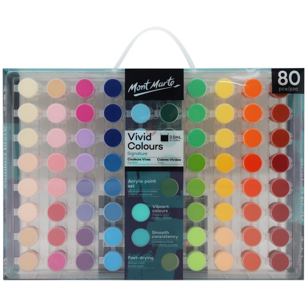 Mont Marte Vivid Colours Acrylic Paint Set Signature 80Pc X 3.5Ml (0.1 Us Fl.Oz)