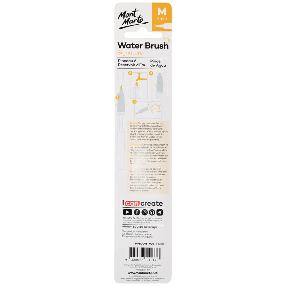 Mont Marte Water Brush Round Medium Tip Signature 4Mm 0 16In