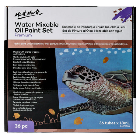 Mont Marte Water Mixable Oil Paint Set Premium 36Pc X 18Ml (0.6Oz)