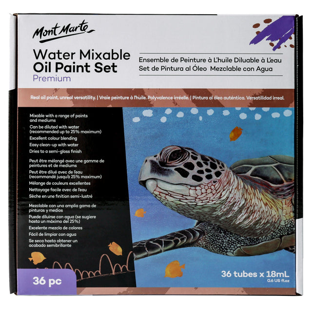Mont Marte Water Mixable Oil Paint Set Premium 36Pc X 18Ml (0.6Oz)