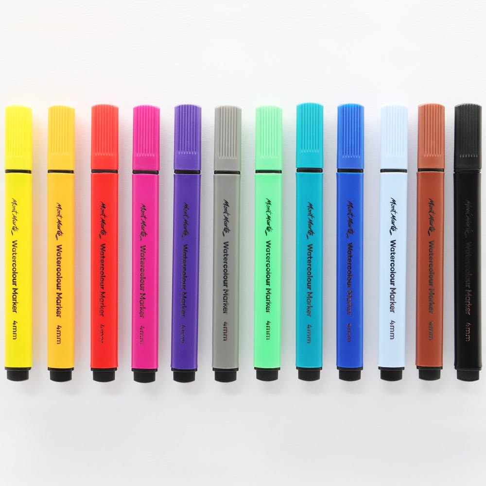 Mont Marte Watercolour Markers Tri Grip Signature 12Pc