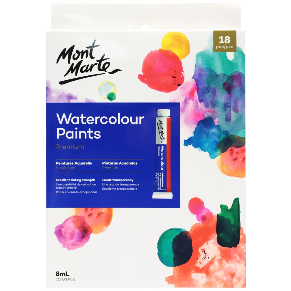 Mont Marte Watercolour Paints Premium 18Pc X 8Ml 0 3 Us Fl Oz