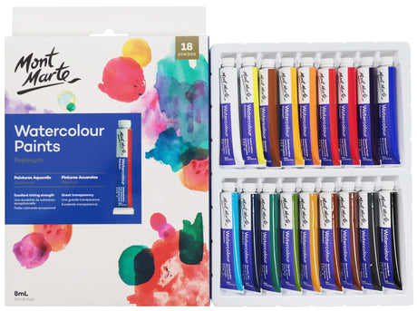 Mont Marte Watercolour Paints Premium 18Pc X 8Ml (0.3 Us Fl.Oz)
