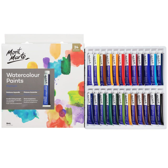 Mont Marte Watercolour Paints Premium 24Pc X 8Ml (0.3 Us Fl.Oz)