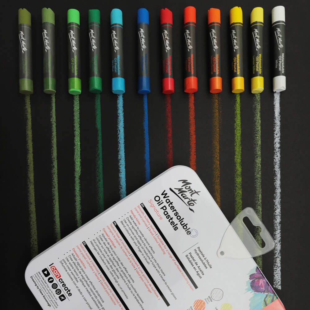 Mont Marte Watersoluble Oil Pastels In Tin Box Signature 24Pc