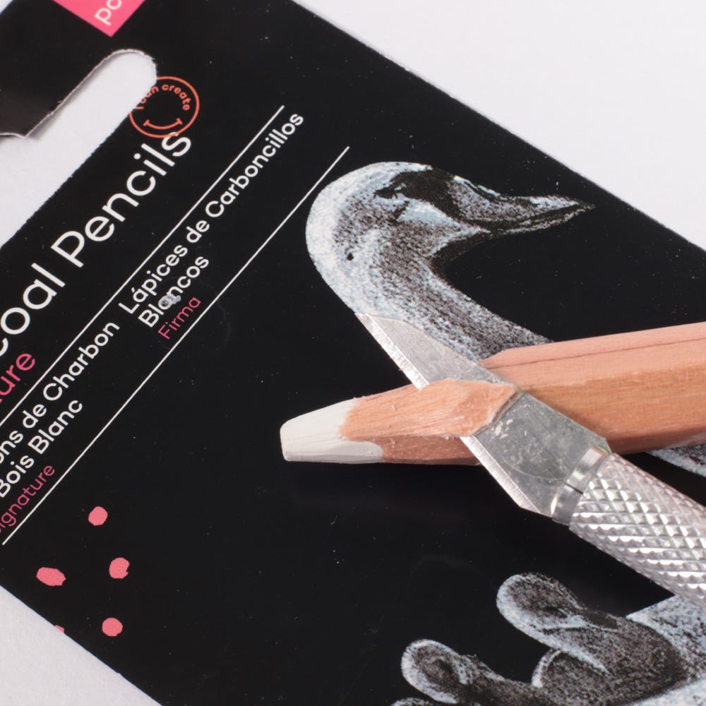 Mont Marte White Charcoal Pencils Lge Hex Signature 2Pc