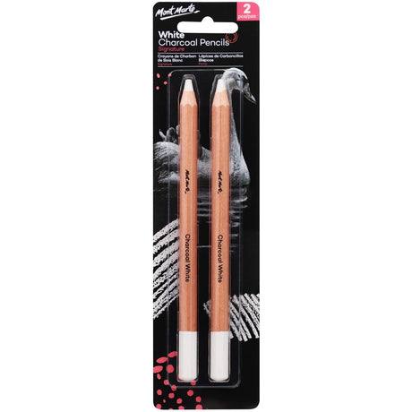 Mont Marte White Charcoal Pencils Lge Hex Signature 2Pc