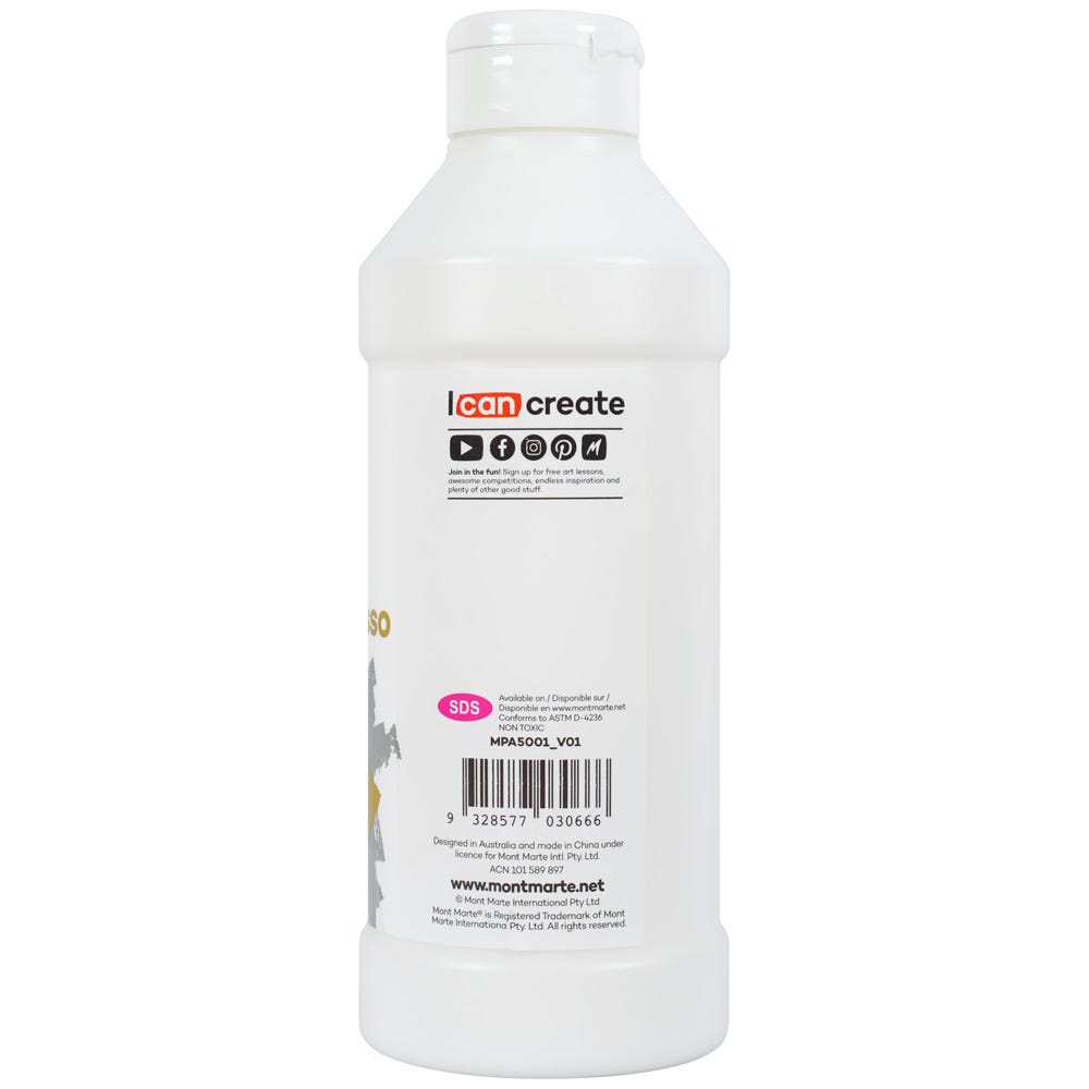 Mont Marte White Texture Gesso Premium 500Ml 16 9Oz