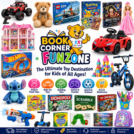 Funzone collection featuring Pokémon trading cards, One Piece card game, LEGO, toys, books, board games, stationery and kids gifts in UAE