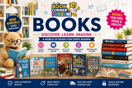 Books collection featuring children's books, educational books, storybooks, activity books, novels, bestselling books and learning resources at Funzone UAE