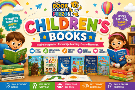 Children's books collection featuring story books, educational books, picture books, activity books, colouring books, early learning books and bestselling kids' books at Funzone UAE